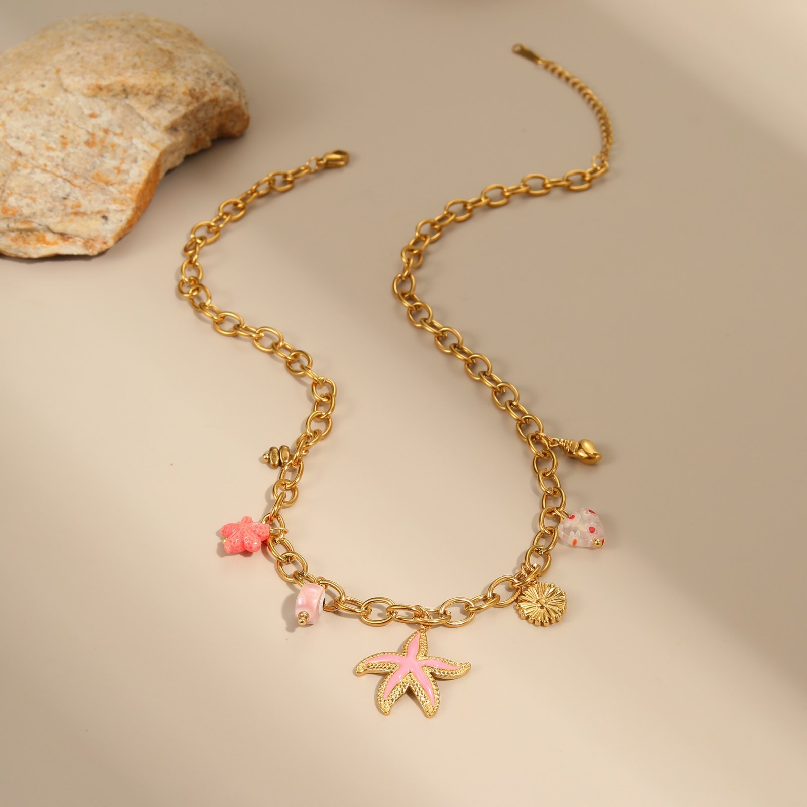 coastal starfish charm necklace – 18k gold stainless steel vacation jewelry coastal starfish charm necklace – 18k gold stainless steel vacation jewelry