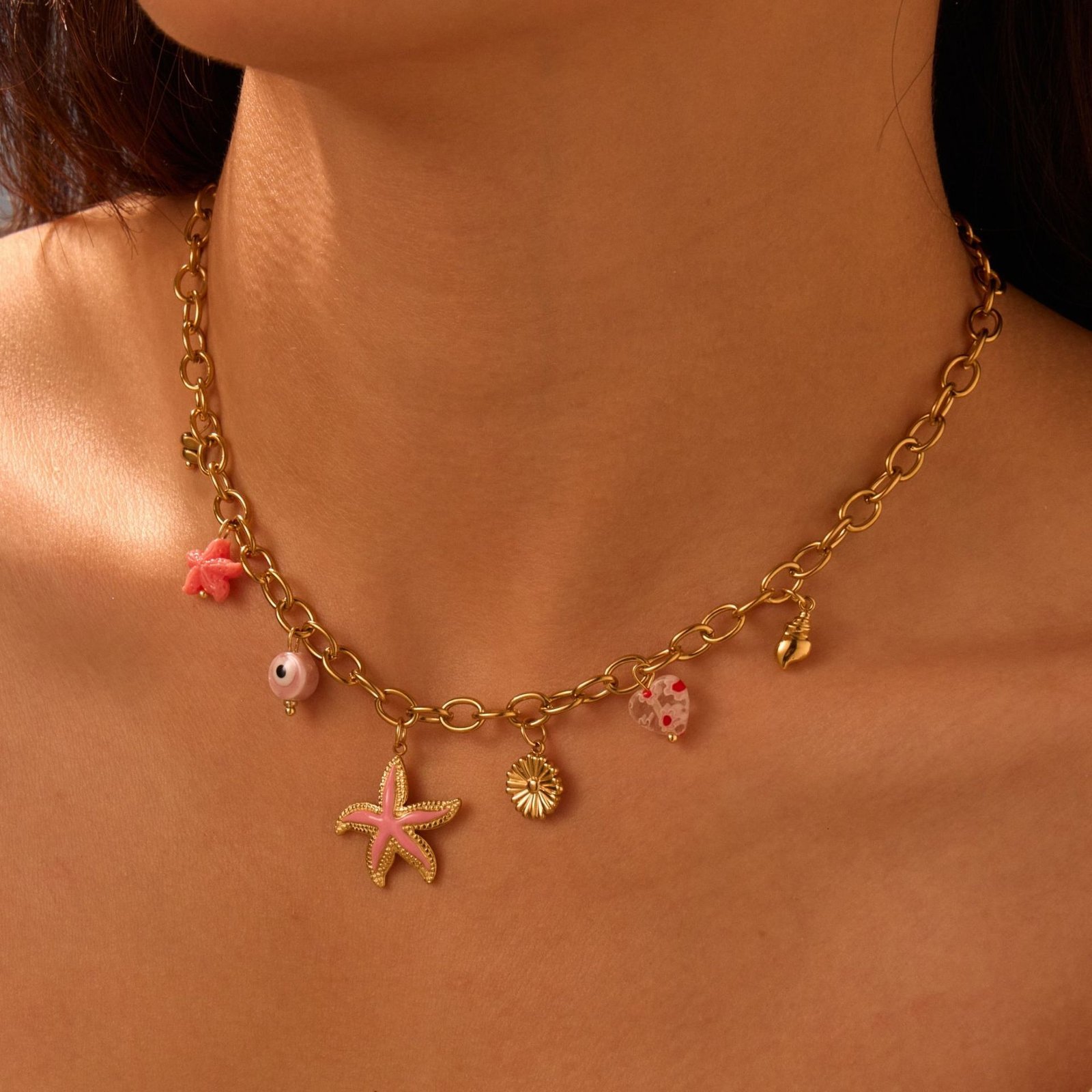 coastal starfish charm necklace – 18k gold stainless steel vacation jewelry coastal starfish charm necklace – 18k gold stainless steel vacation jewelry