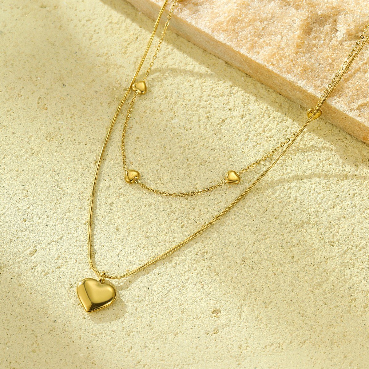 layered heart necklace – 18k gold pvd stainless steel luxury choker layered heart necklace – 18k gold pvd stainless steel luxury choker