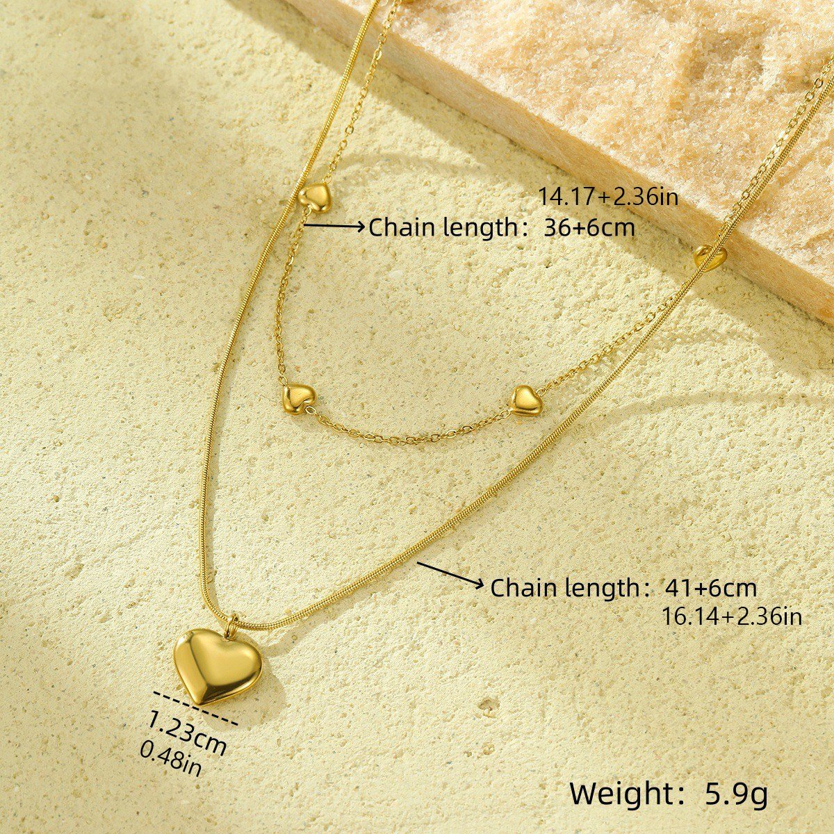 layered heart necklace – 18k gold pvd stainless steel luxury choker layered heart necklace – 18k gold pvd stainless steel luxury choker